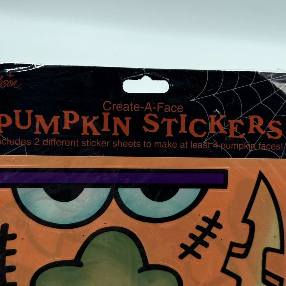 Vintage 1993 Gibson Create-A-Face Pumpkin Stickers Halloween New Old Stock ST154